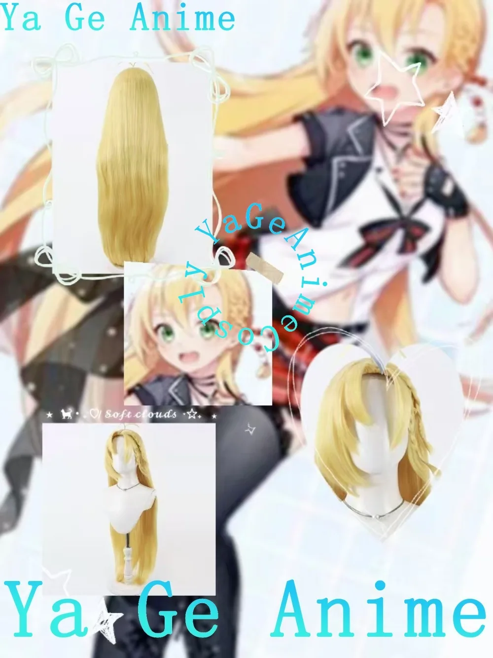 

Парик для косплея Tsurumaki, длинные прямые желтые волосы с челкой, парик для вечеринок Happy Lucky Smile