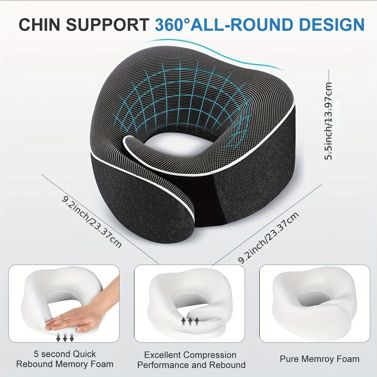 Travel Pillow,Neck Pillow Memory Foam 360 Degree Support Pillows,Travel Neck Pillow Comes,Ideal Accessory for Airplanes