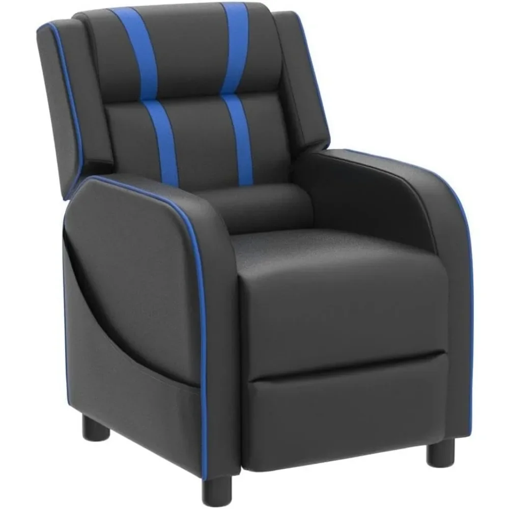 Kids Recliner, Gaming Recliner Chair w/Side Pockets, Footrest, Headrest & Lumbar Support for Kids Room & Play Room