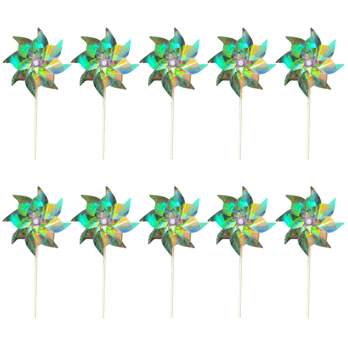 

Multicolor Reflective Pinwheels Wind Spinner, Extra Sparkly Pinwheel with Stakes, Bird Repellent Blinder Devices