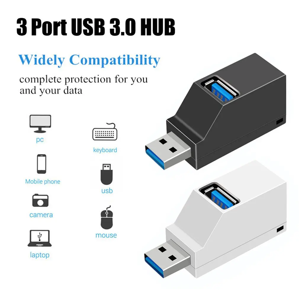 USB 3.0 HUB Adapter Extender Mini Splitter Box 3 Port High Speed Data Transfer USB Splitter Docking Station For PC Laptop