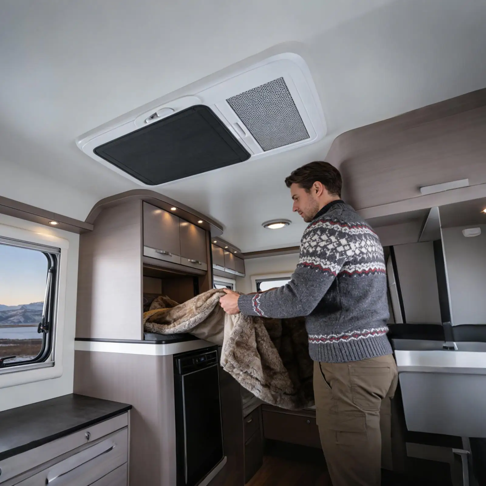 

RV Ventilation 2 Pieces Anti-UV Sunshade With Reflective Layer RV Roof Vent Shade 16.14x16.14in For Exterior Window Ceiling