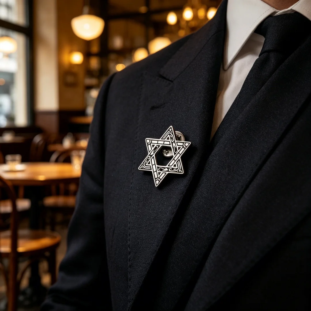 LIKGREAT Israel Jewish Six-pointed Star Brooch Spiritual Protection Symbol Clothing Accessory Hexagram Star of David Brooch Pin