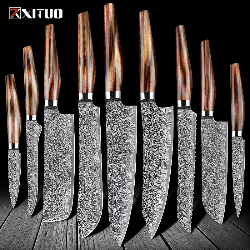 Premium 1-9 Piece Stainless Steel Kitchen Knife Set Sharp Household Chef's Knife & Bread Knife Practical Kitchen Tools
