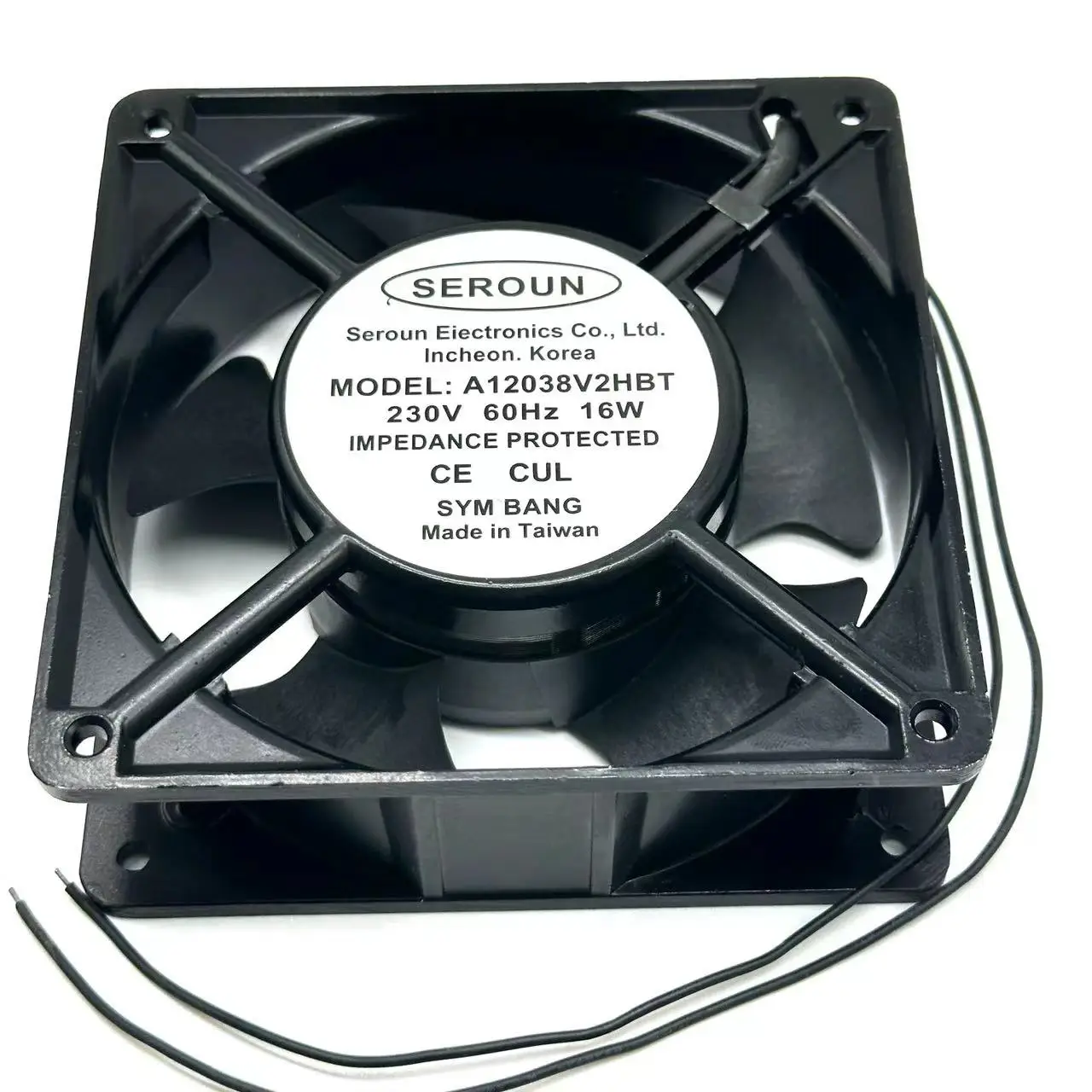 

SEROUN A12038V2HBT AC 230V 16W 120x120x38mm 2-Wire Server Cooling Fan