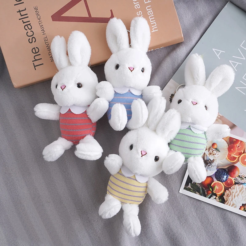 12cm Bunny Toy Novelty Cute Soft Delicate Texture Decorative PP Cotton Rabbit Plush Toy Keychain Pendant Bag Charms For Children