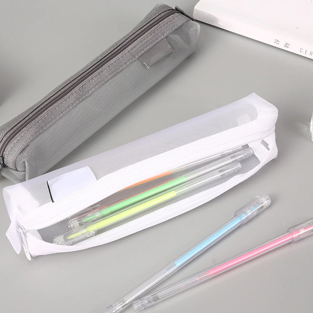 2Pcs Exam Pencil Bag Smooth Zipper Multi-Purpose Stationery Pouch for Teachers Students Pen Holder Ruler Scissors Container