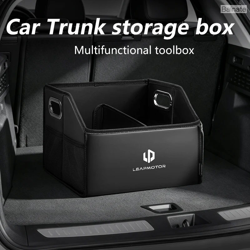 Auto-Kofferraum-Aufbewahrungsbox, für Leapmotor C10 C11 C16 B01 B10 C01 2025 2026, Leder-Aufbewahrungsbox, Faltbarer Organizer Auto-Zubehör