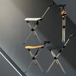 Multifunctional Triangular Stool, Climbing Stick, Foldable, Ultra-light, Stainless Steel, Retractable Cane, Trekking Supplies