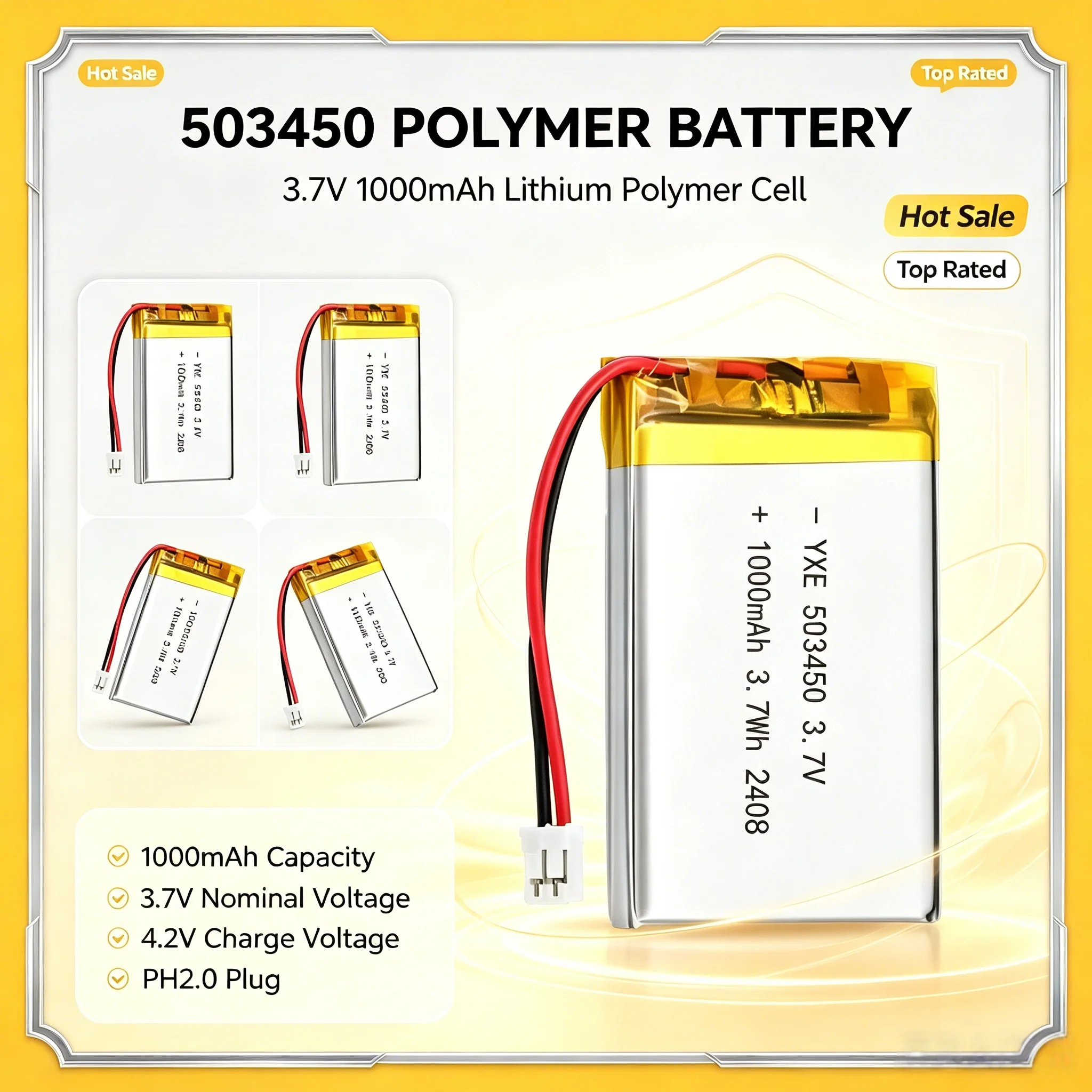 503450 1000mAh 3.7V Replacement Lithium Battery Compatible With HAC-006,HAC-A-JCL-C0,HAC-A-JCR-C0 For Switch Joy-Con Controller