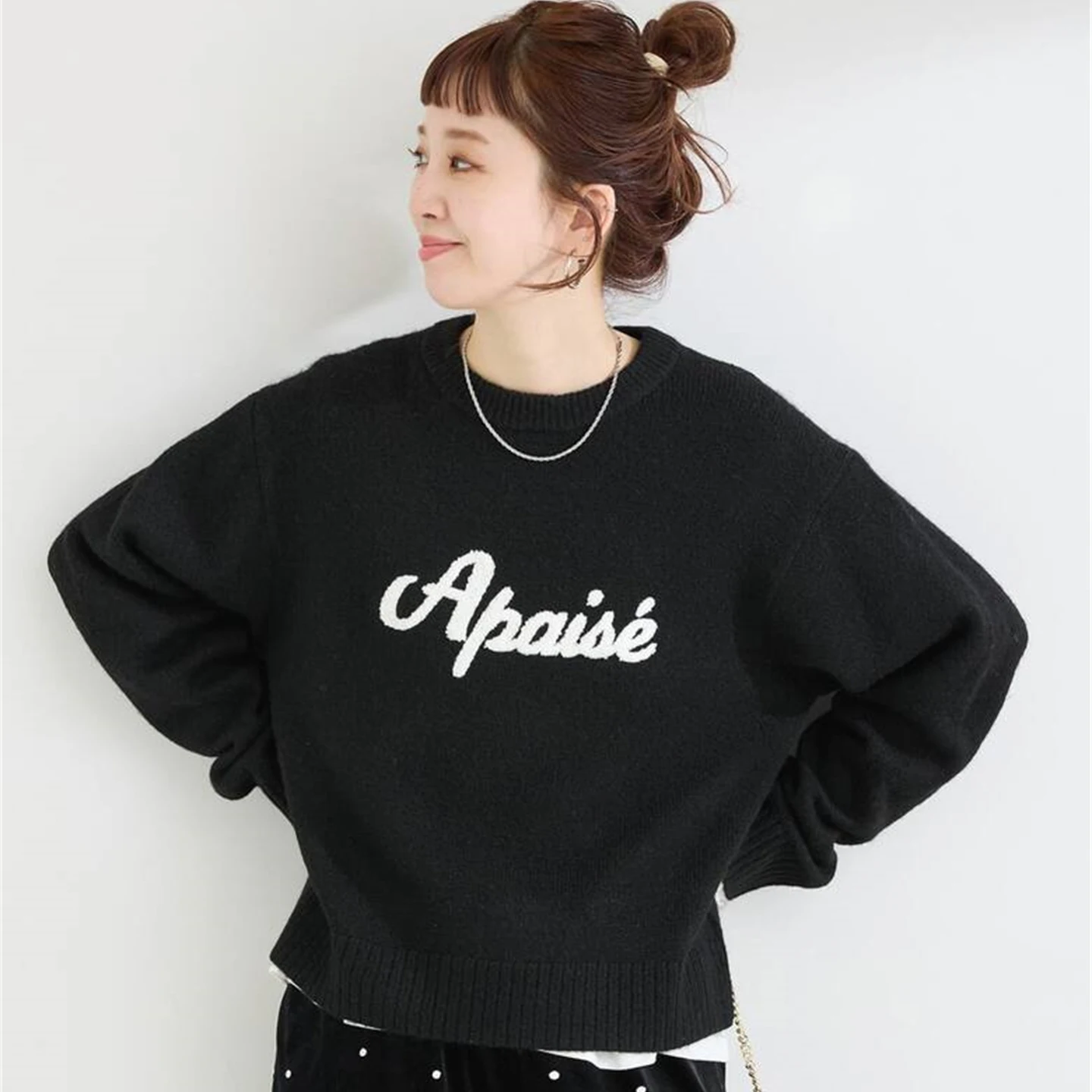 

Basic round Ne Overhead Sweatirt Letter Embroidery Autumn Winter New Arrival Women's Casual Sle Polyester Blend Long Sl...