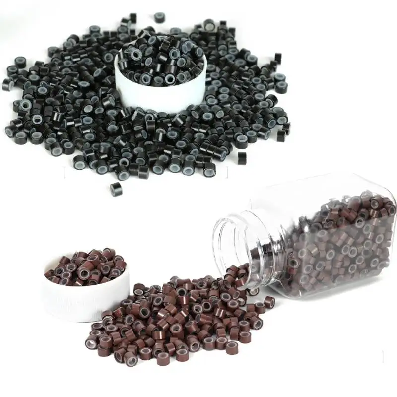 

1000 шт. 5-миллиметровых силиконовых микрокольца-бусинок для наращивания волос, разноцветные, инструменты и аксессуары для наращивания волос