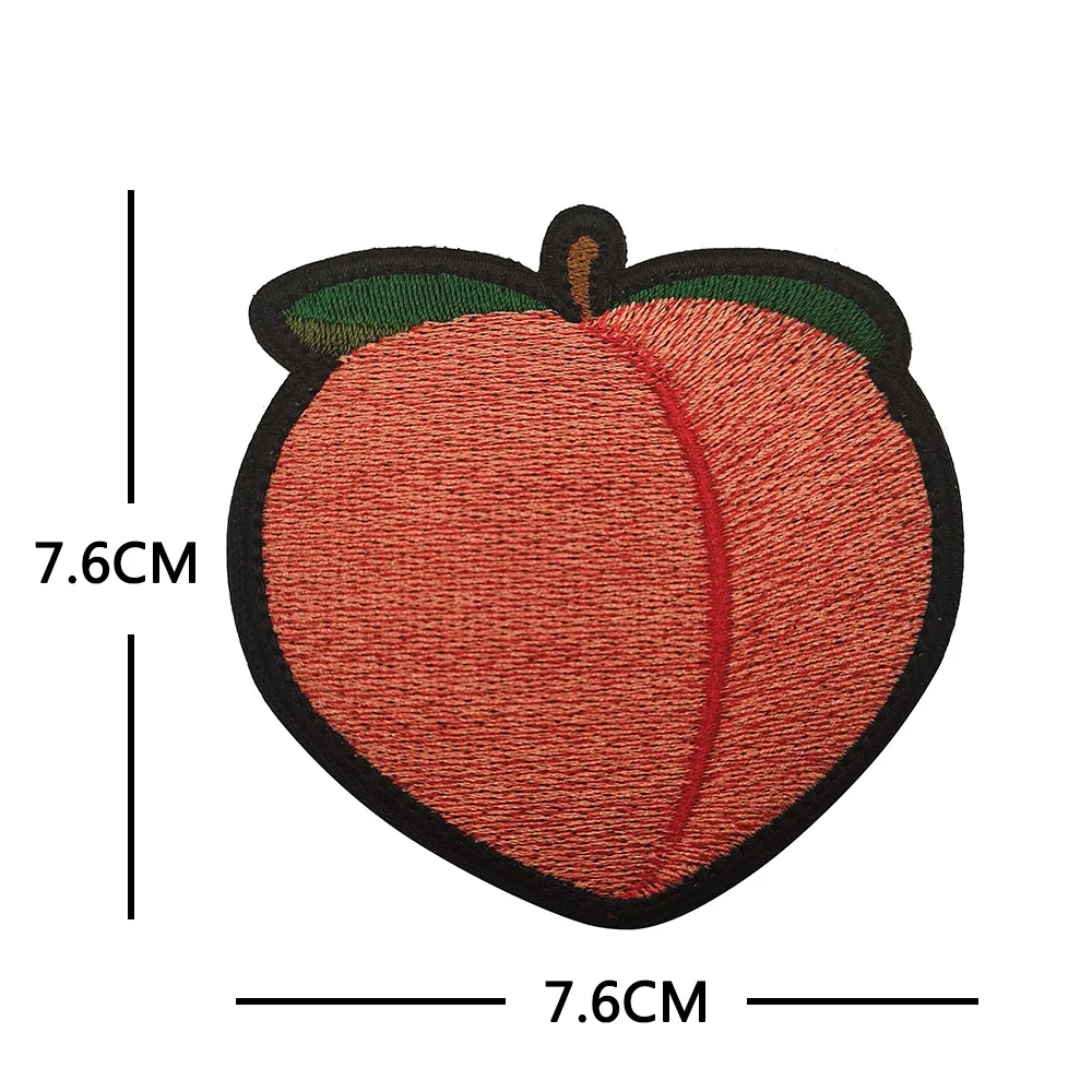 Honey Peach Full Embroidered Hook&Loop Patches for Clothing Ultra Fine Fruit Emblem Decoration Sticker DIY Backpack Morale Badge