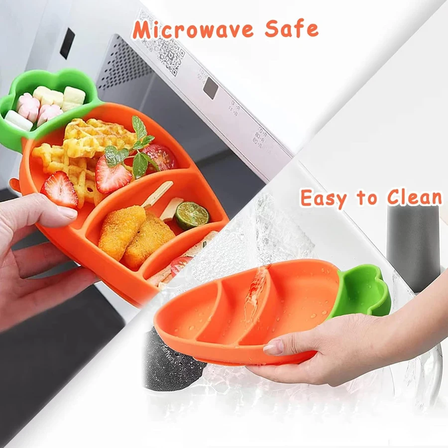 Garpu sendok baja tahan karat wortel set peralatan makan silikon terisolasi kapasitas besar dengan tepi halus dan bahan aman