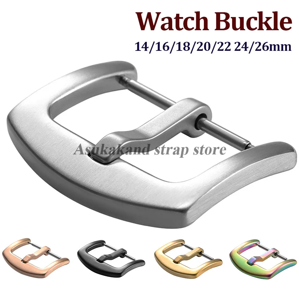 Silver Black Metal Watch Buckle 14mm 16mm 18mm 20mm 22mm 24mm 26mm Men Watchband Strap Stainless Steel Clasp Watch Band Buckle