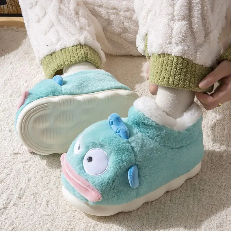 

Kawaii Hangyodon Sanrio Students Cute Cartoon Comfortable Warm Slippers Children Fluffy Cotton Shoes Christmas Gifts for Kids