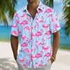 Tropical Pattern Hawaiian Shirt Premium 3D Flamingo Short-Sleeve Couple Tee
