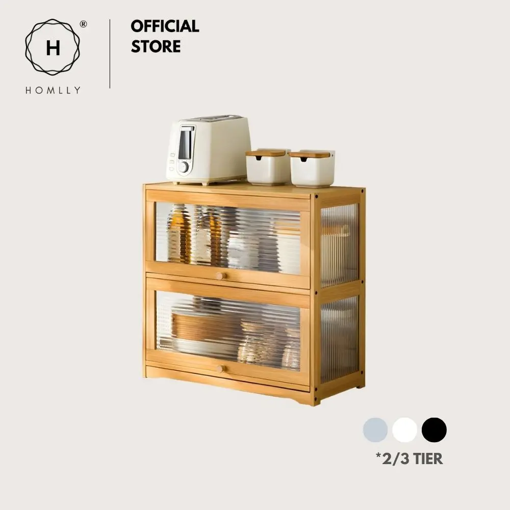 

Homlly Kitchen Countertop Storage Organizer Mug Shelves Cupboard with Acrylic Door