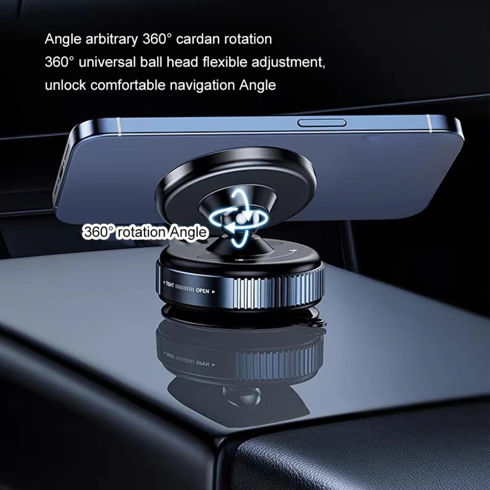 Vacuum Adsorption Magnet Phone Holder 360° Rotation Strong Magnetic Stand Foldable Car Mount Suction Cup GPS Navigation Bracket