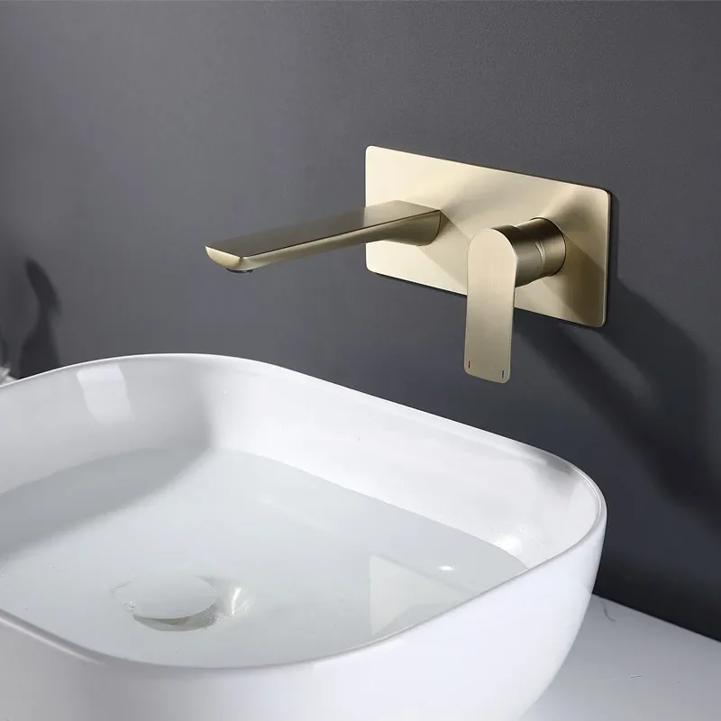 

Gun gray Painting Wall Mounted Tap Bathroom Basin Sink Faucet Solid Brass Hot & Cold Mixer Matte Black Bathtub