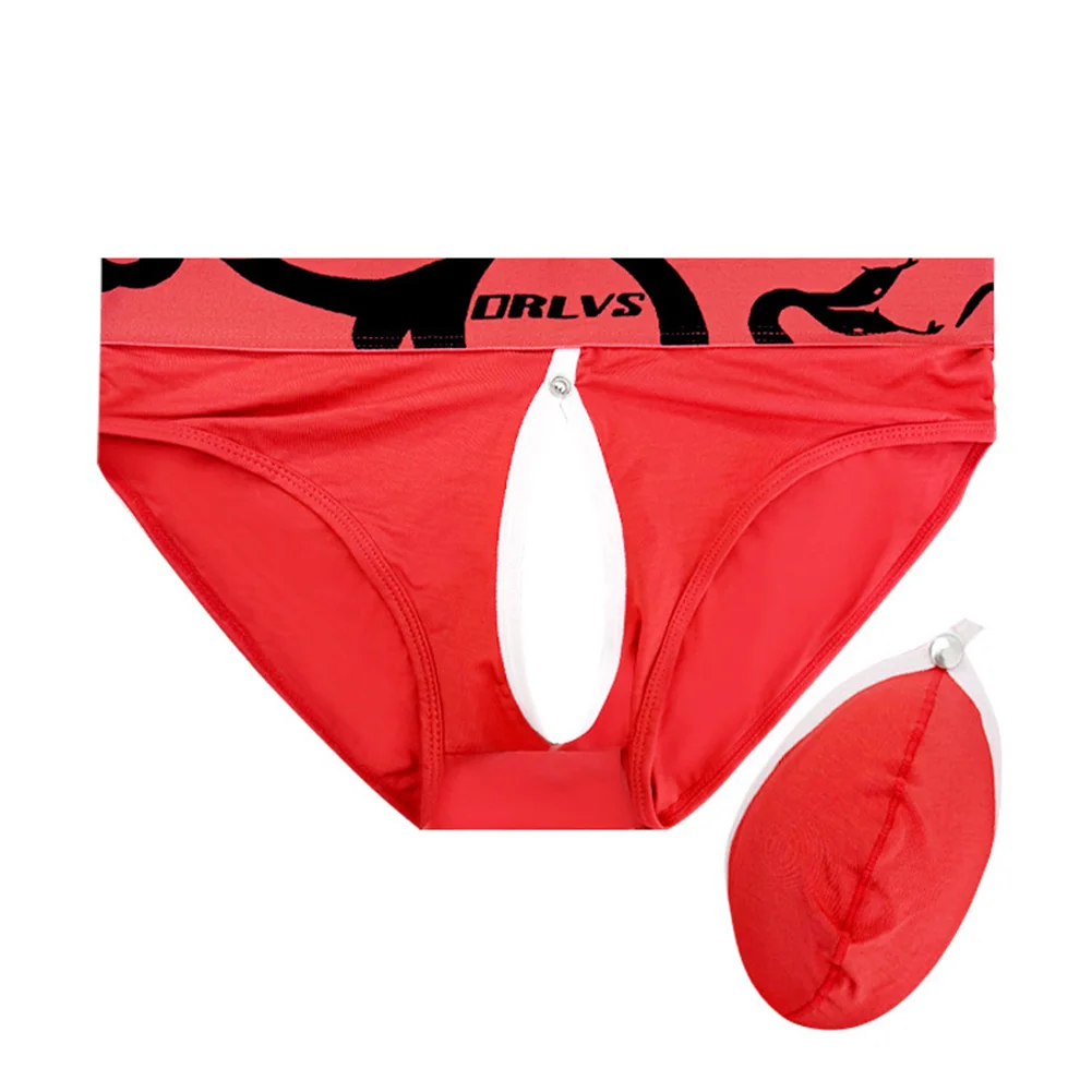 سراويل داخلية غريبة للرجال حقيبة قابلة للإزالة مفتوحة المؤخرة ملابس داخلية منخفضة الخصر ملابس داخلية ناعمة قابلة للتنفس سيسي #6