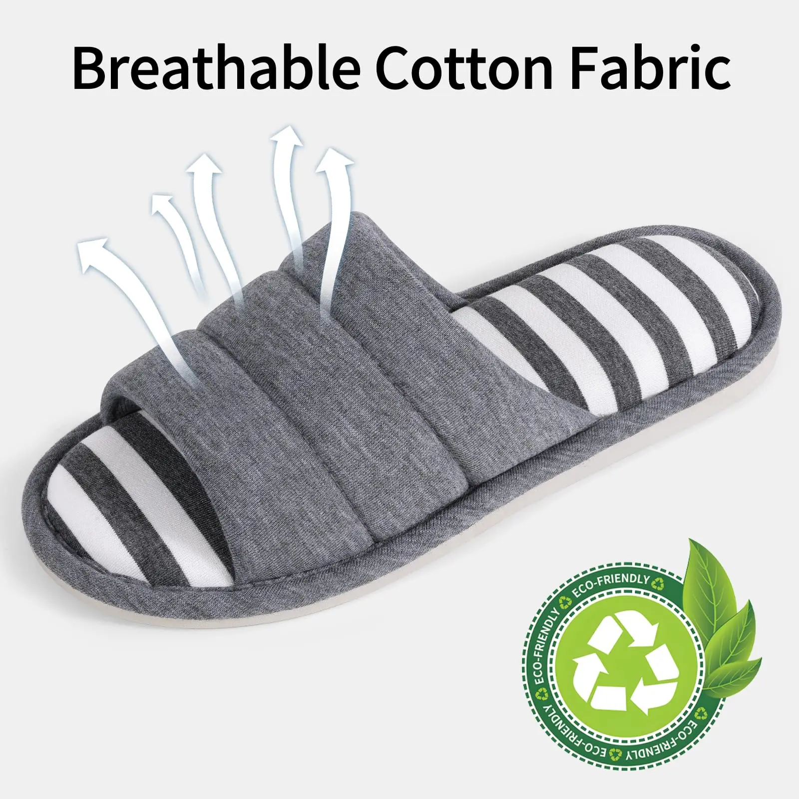 Comwarm Women Memory Foam Slippers Unisex Cotton Flat Slippers Open Toe House Slippers Breathable Soft Bottom Bedroom Shoes image 3