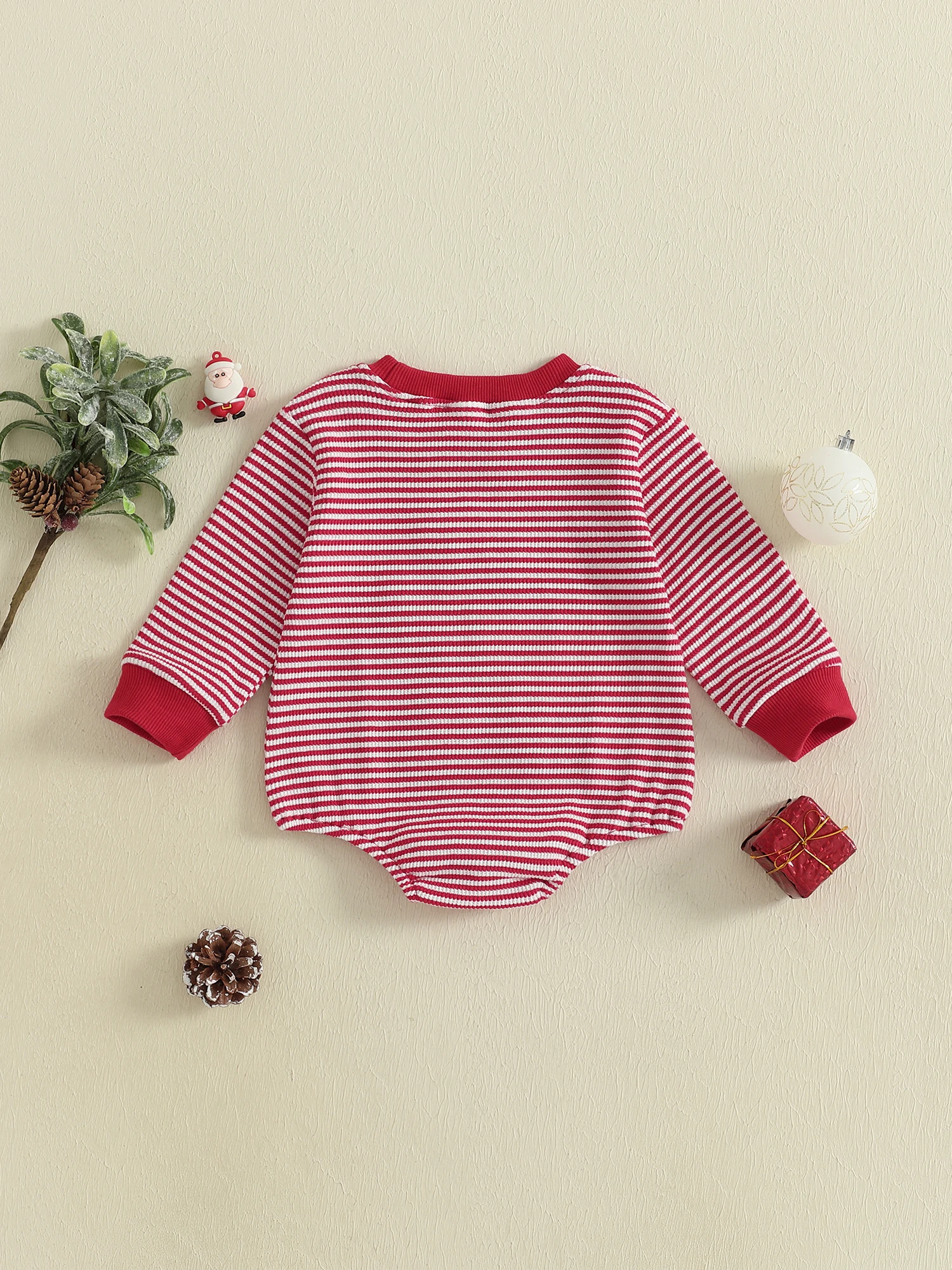 

Adorable Baby Girls Christmas Romper with Reindeer Embroidery and Polka Dot Long Sleeve Jumpsuits for Newborn Festive Outfit