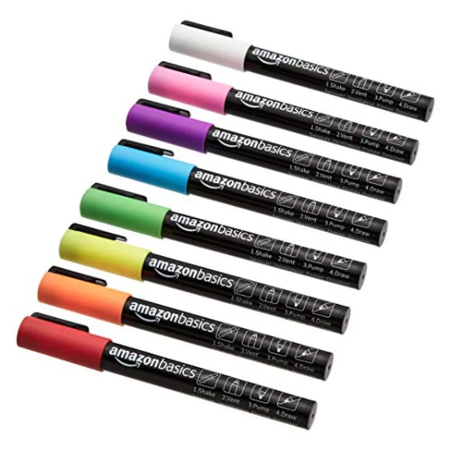 

Bullet/Chisel Reversible Tip Chalk Markers, Fine Point, 8-Pack, Bright Colors