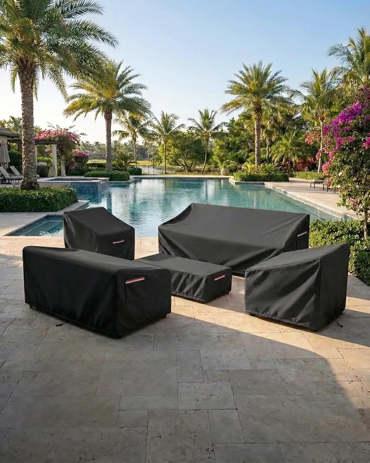 Outdoor Patio Chair Covers 4-Pack, Heavy Duty 600D Oxford Fabric, Weather Resistant Waterproof Furniture Protectors, Black, 35x37x36 inches