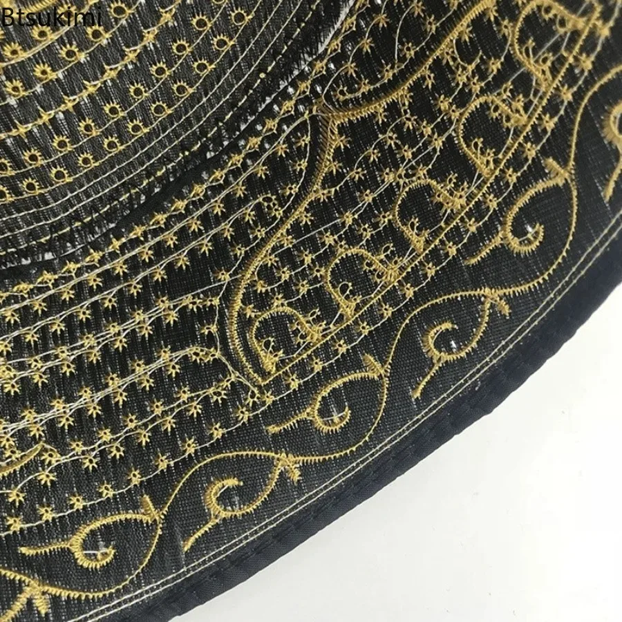 قبعات مطرزة على الطراز العرقي قبعات صلاة للرجال المسلمين العربية السعودية قبعات عمامة قابلة للتنفس حجاب عمامة إسلامية قبعة يهودية عتيقة #3