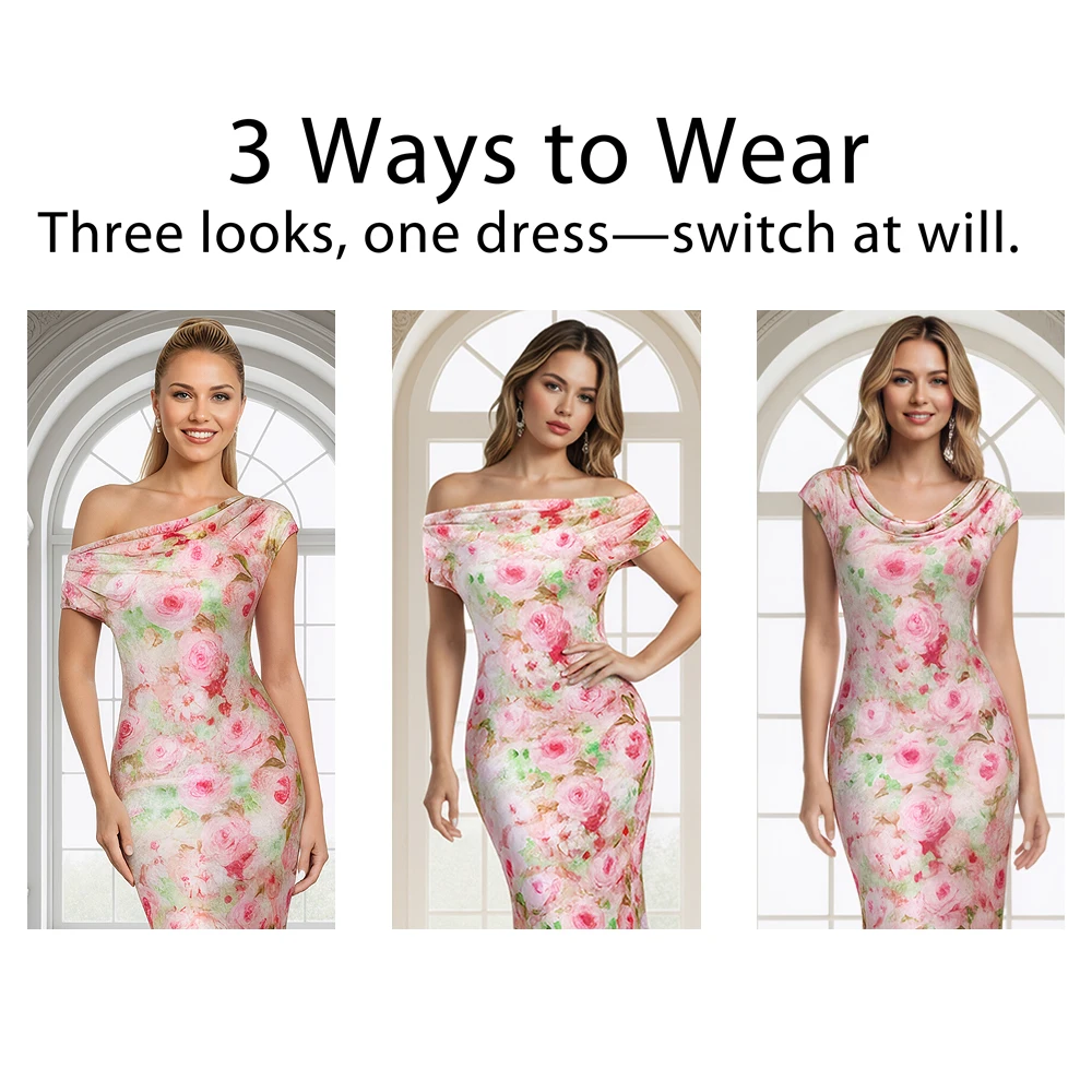 Vfemage Womens One Shoulder Bodycon Sexy Off Shoulder Cowl Neck Slim Formal Cocktail Evening Wedding Party Maxi Long Dress 12266