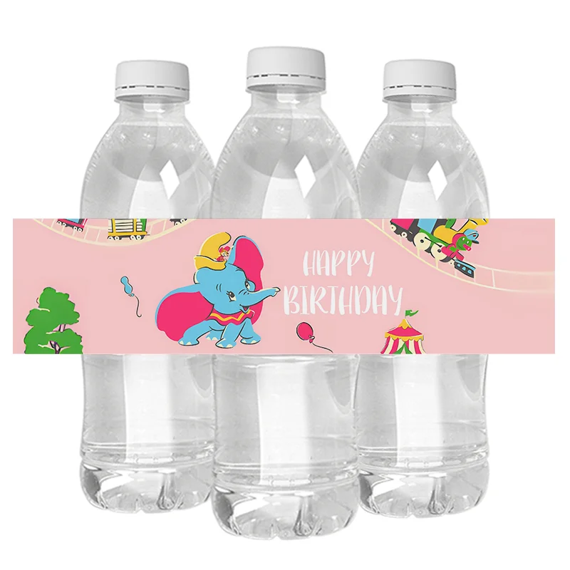 

24pcs Dumbo Cartoon Self Adhesive Stickers Kids Birthday Party Mineral Water Bottle Labels Stickers Baby Shower Supplies Decor