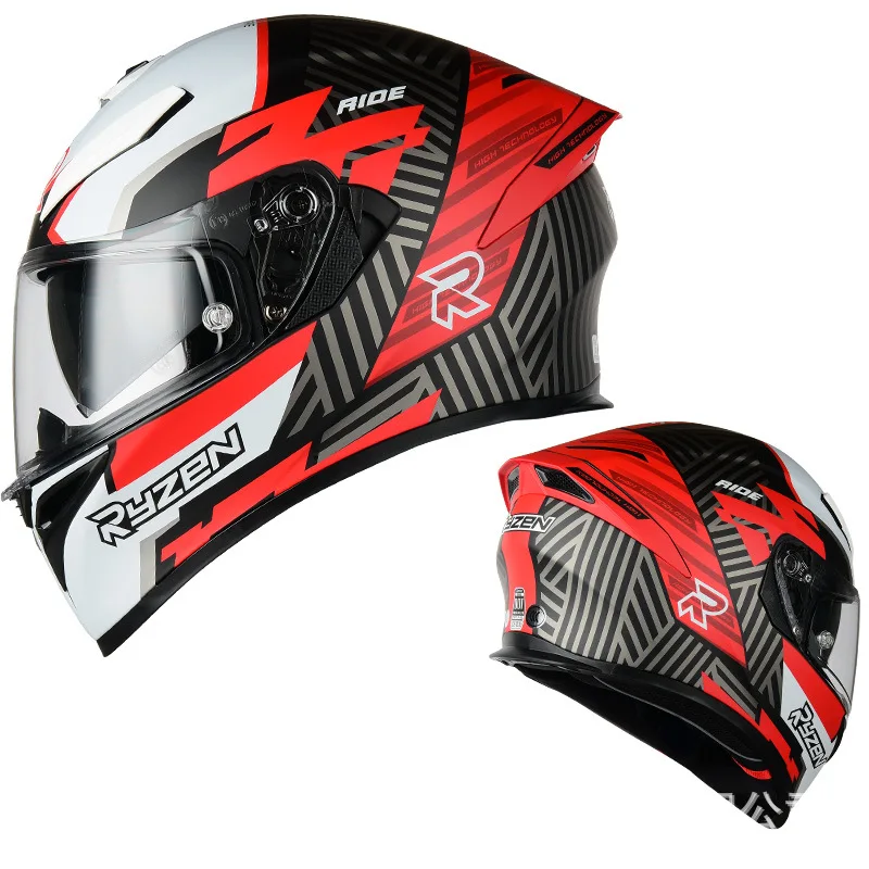 

Ryzen Motorcycle Helmet Full Face Double Len DOT Certification Colou Visor Helmet Electric Motorbike Casco Racing Casque