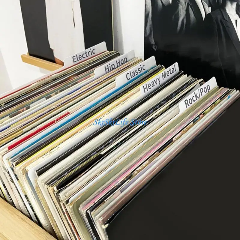 

E65E 5 Piece Plastic Record Sleeve Dividers For 12 Inch Storage Easily And Easy To Read Alphabetical Indexing