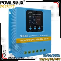 Cargador solar POWLSOJX MPPT 60A/80A/100A seleccionable, USB dual y protección de 3 etapas para farola/sistemas de energía doméstica