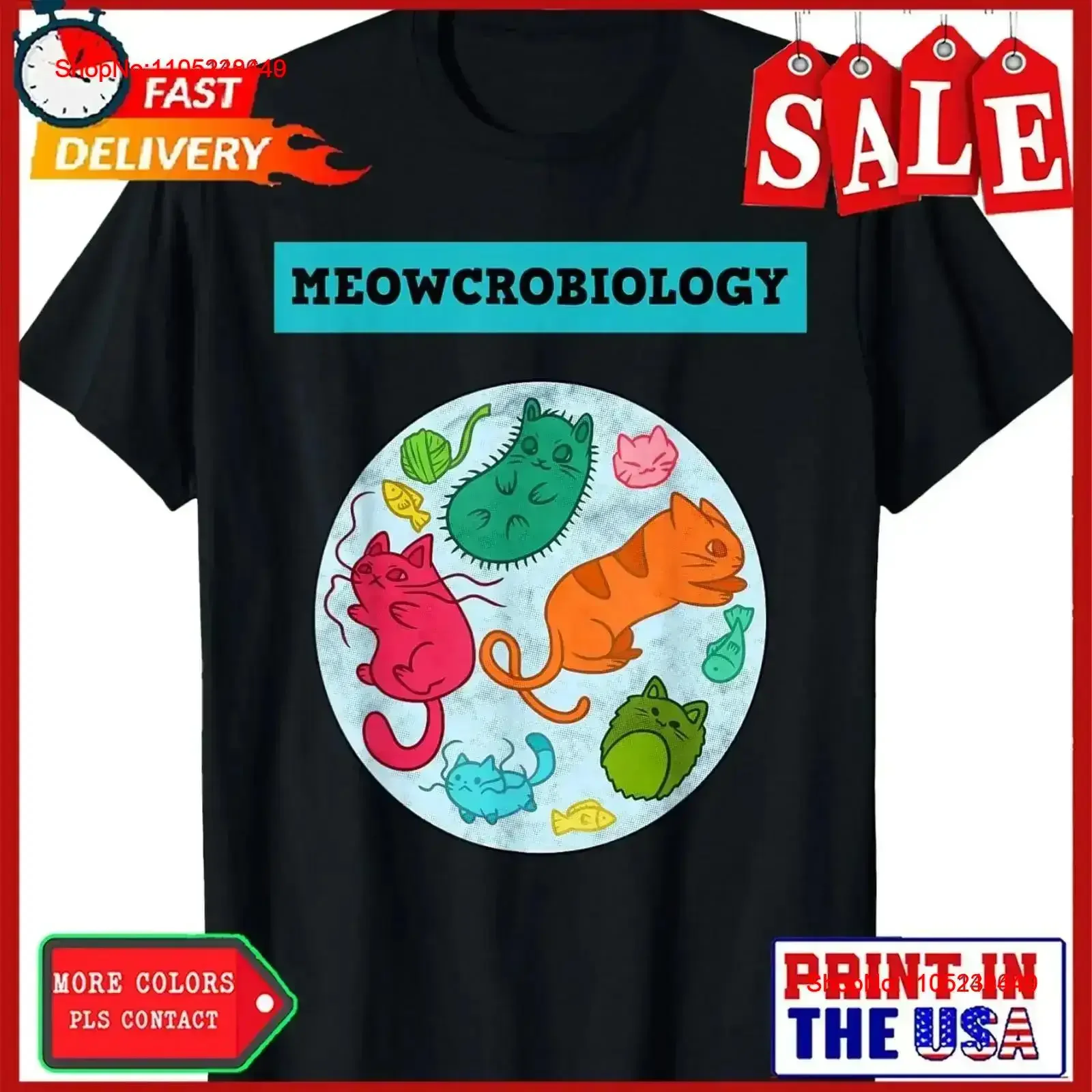 Meowcrobiology Cat Science Feline Cute Colors Nice T Shirt vintage Washed Stretched graphic Slightly fashion Versatile vintage