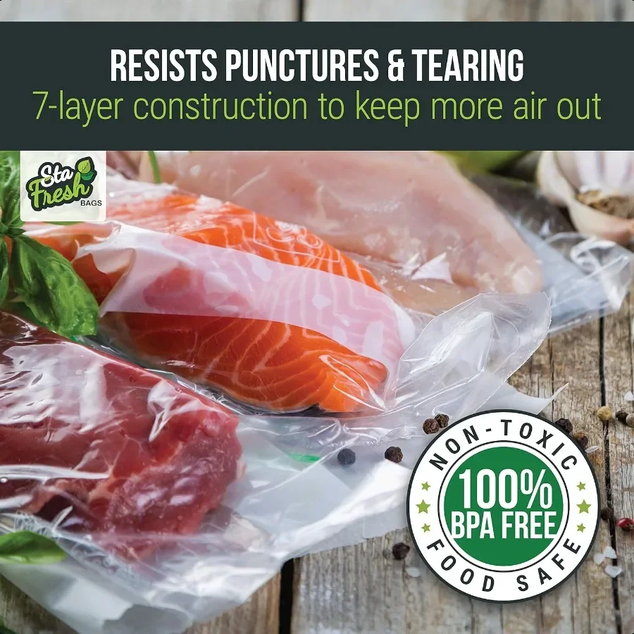 Sta Fresh 真空シーラーバッグ 10インチ x 14インチ ガロンサイズ 3.5ミル厚 バルクフードセーバー ストレージ スーヴィードクッキング 冷凍バッグ U