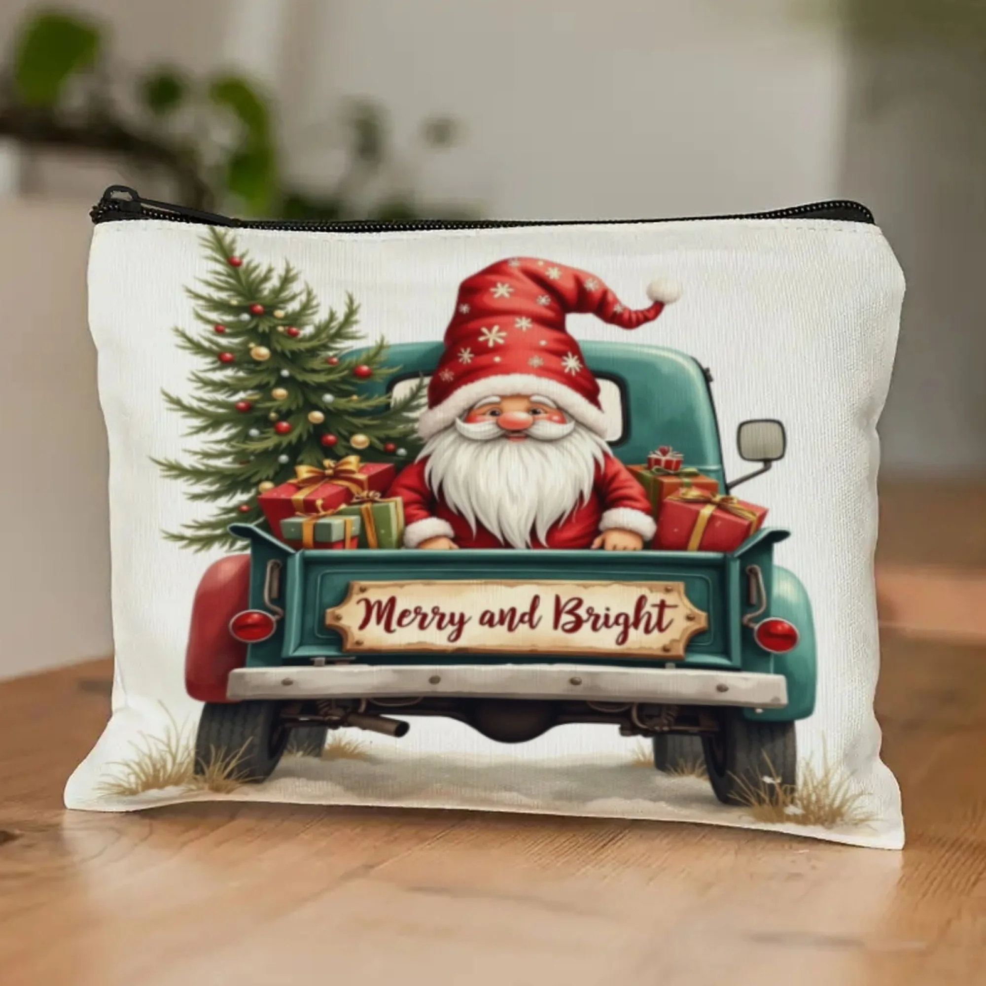 Merry Christmas Travel Cosmetic Bag Portable Makeup Storage Bag Women Large Capacity Zipper Make Up Organizer Storage Clutch