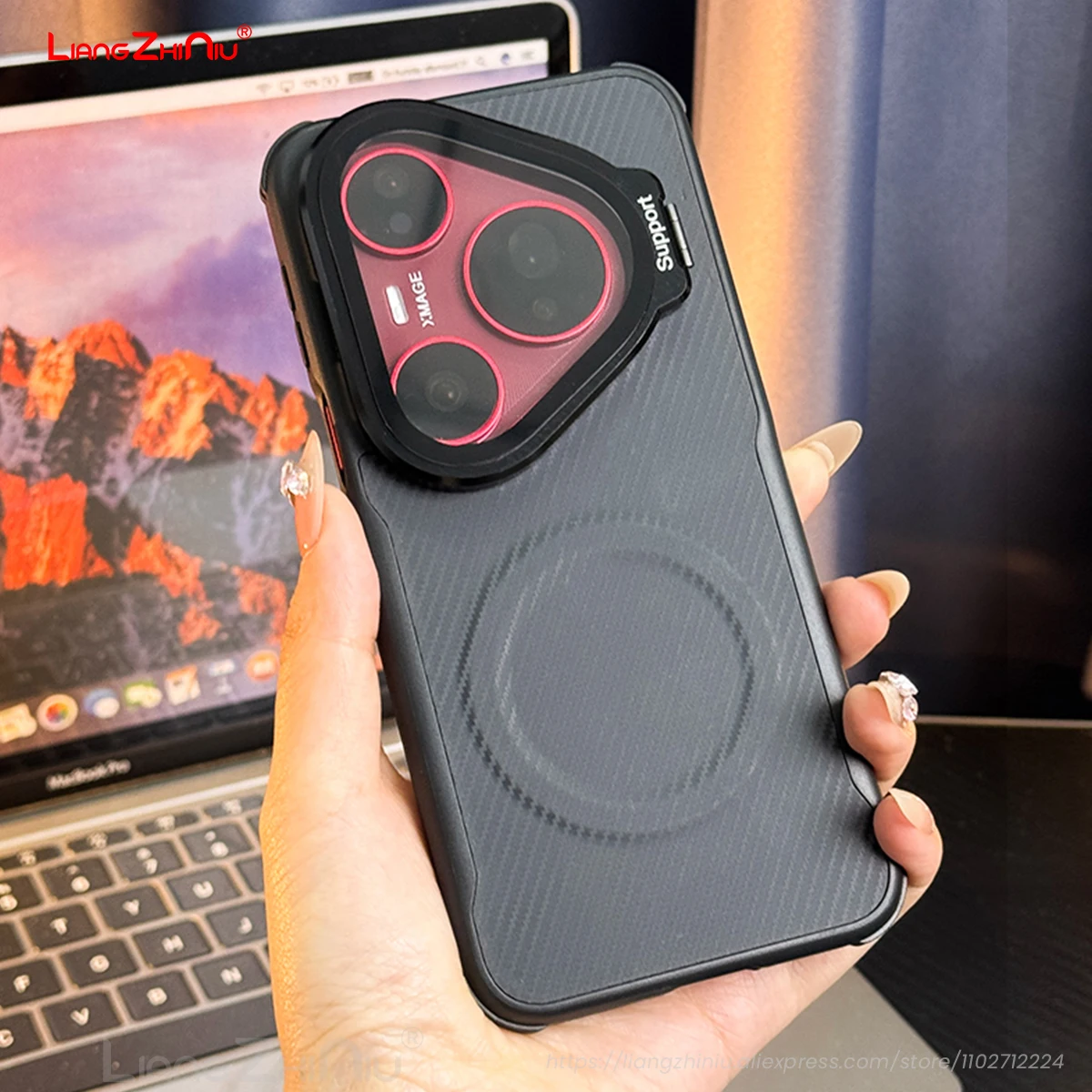 

Узор из углеродного волокна для Huawei Pura 80 Ultra/P70 Ultra, магнитный чехол для телефона с крышкой объектива, защитный противоударный чехол из ТПУ