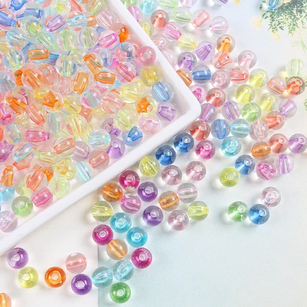 6/8/10mm Colorful Transparent Round Balls Acrylic Beads Loose Beads For Jewelry Making DIY Bracelet Necklaces Supplies