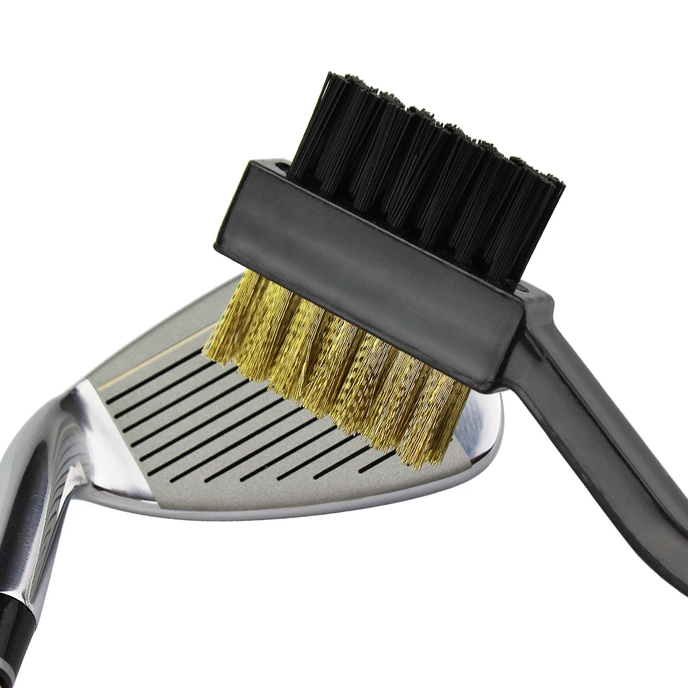 1 Pcs Golf Brush 2 Sided Brass Wires Nylon Cleaning Kit with Keychain Golf Club Head Groove Cleaner Brush Drop Ship