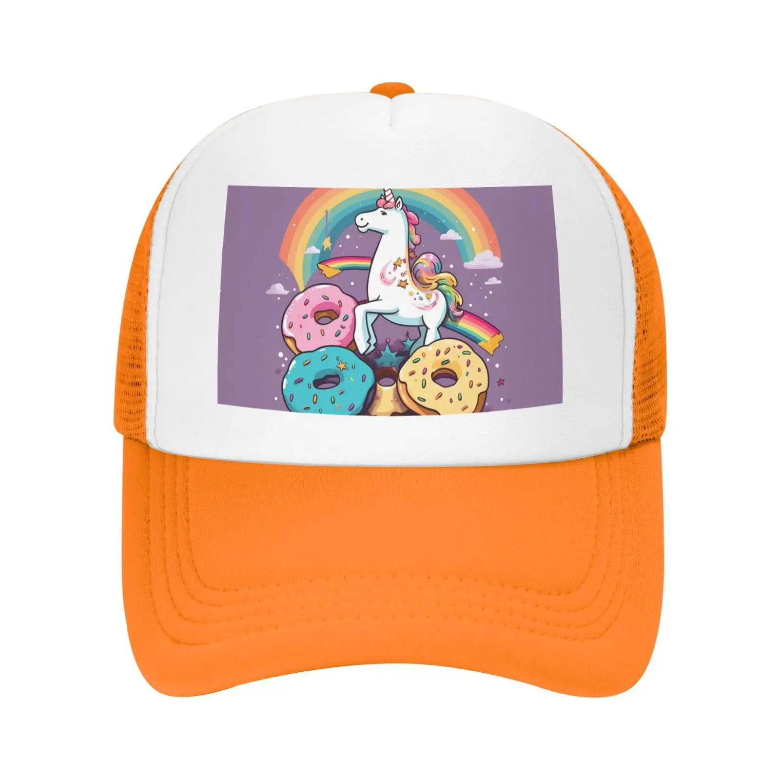 

Trucker Hats Unicorns Doughnut Rainbow Printing Mesh Baseball Cap Trucker Hats Women With Adjustable Snapback Strap
