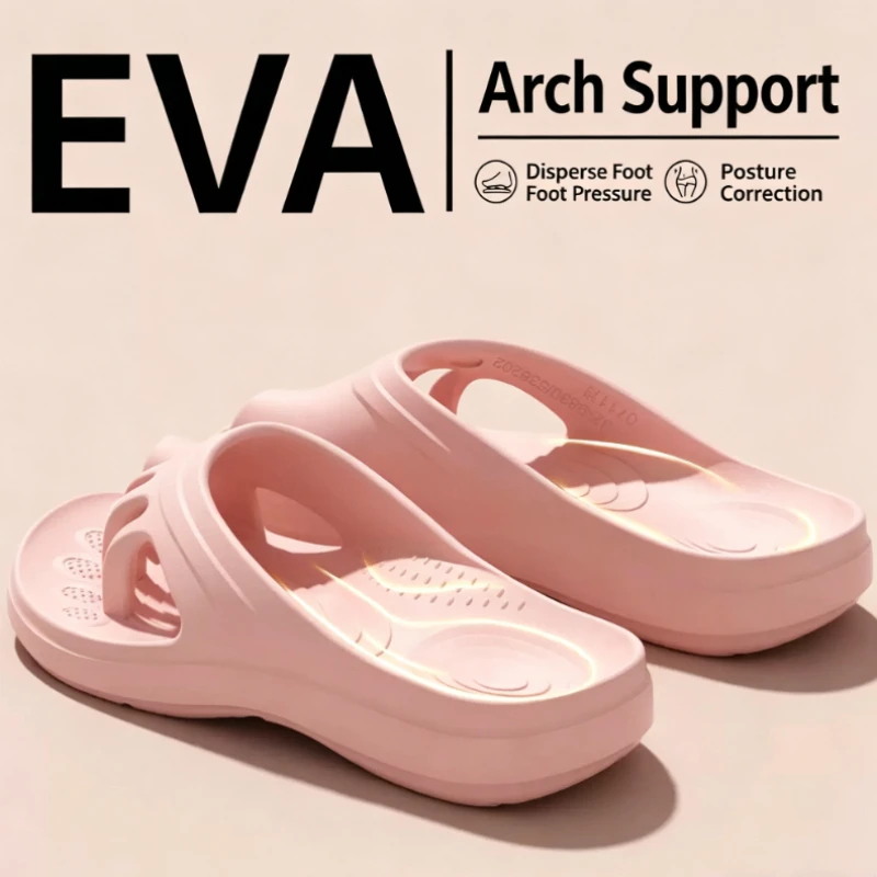 Arch Support Style Women Indoor Beach Flip Flops Split Toe Anti-Slip House Shoes Soft EVA Female Indoor Cute Claw Slippers