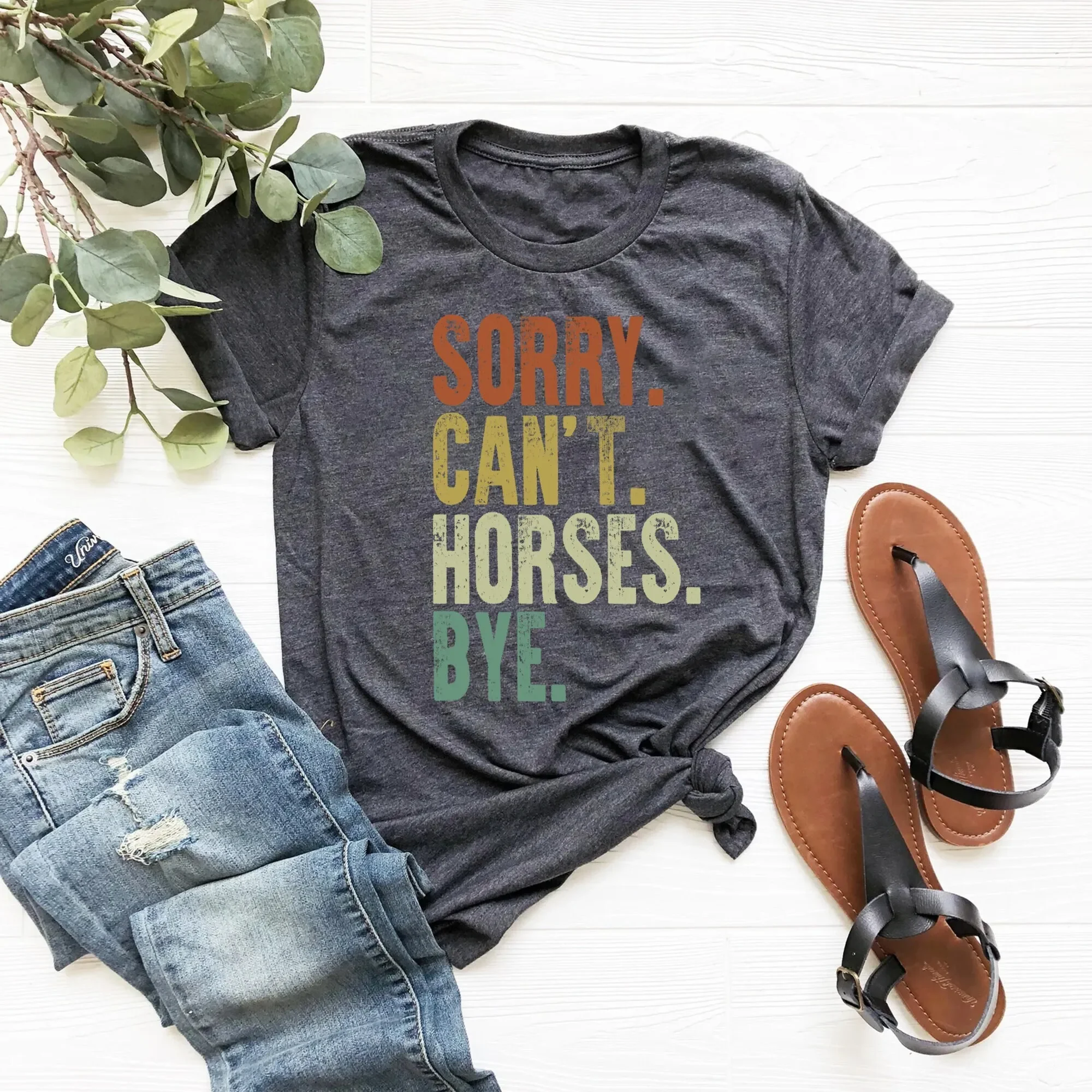 Vintage Horse T Shirt For Lover Sorry Can'T Horses Bye Equestrian Rider Rodeo