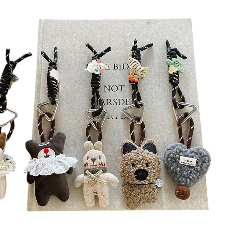 Porte-clés animal en peluche mignon ; Jouet ours/lapin/chien en peluche douce ; Pendentif idéal pour voiture d'enfants, sac à dos, décoration de sac