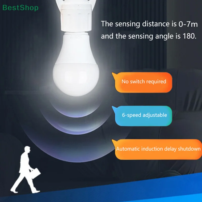 E27 Radar Human Body Sensing Lamp Head Holder AC 100-240vs Crew Sensor Switch Lamp Base For Staircase Corridor Garage