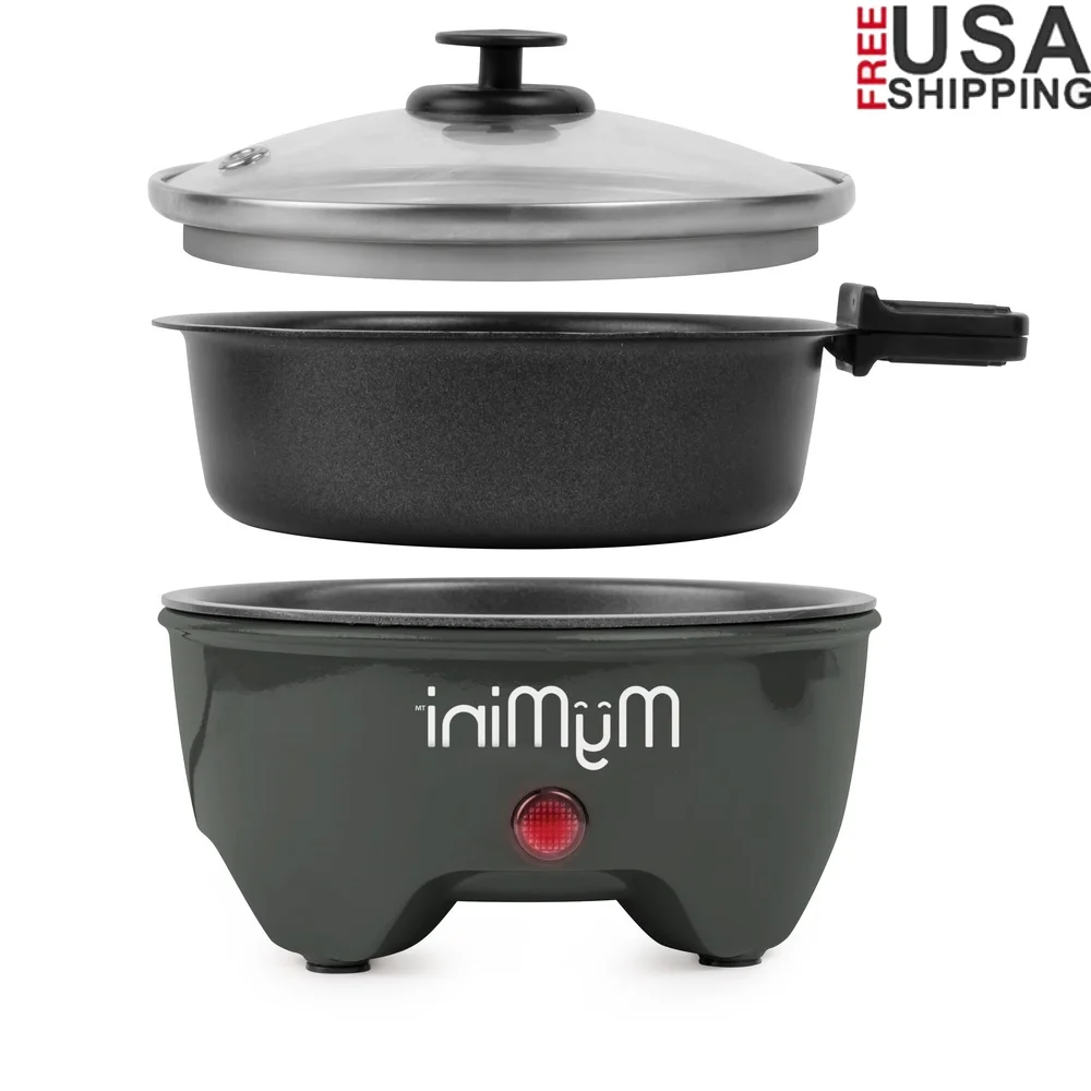 

5 Inch Electric Noodle Cooker Skillet Hot Pot Compact Lightweight Nonstick Cooking Surface Cool Touch Handles Ideal Small