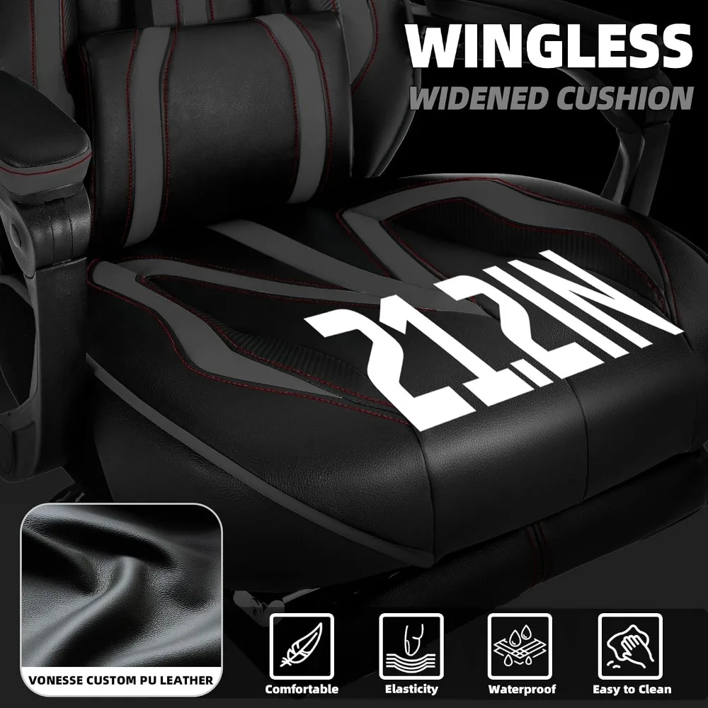 Ergonomic Reclining Gaming Chair with Footrest and Massage for Adults view 4