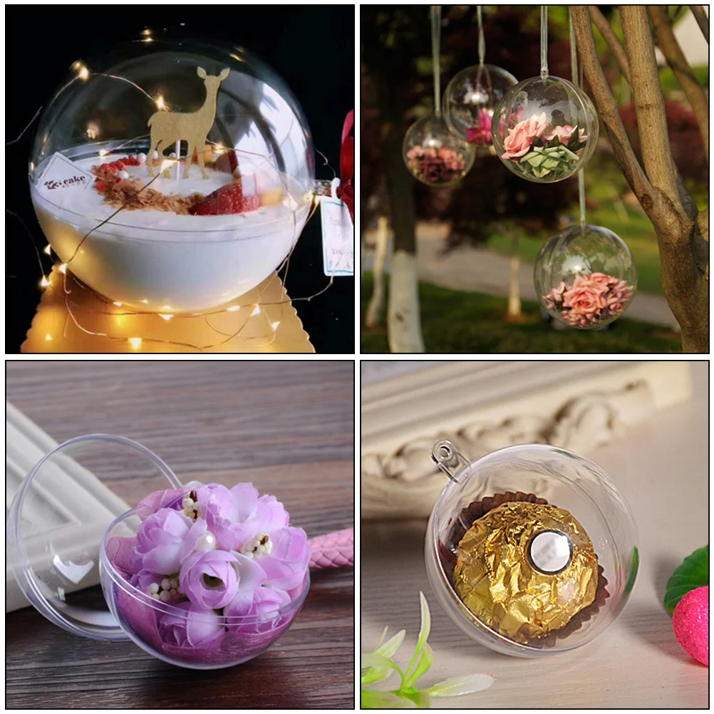 

20pcs Giant Christmas Balls Transparent Plastic Light Bulb Clear Decorative Hanging Ball Home Office Holiday Season