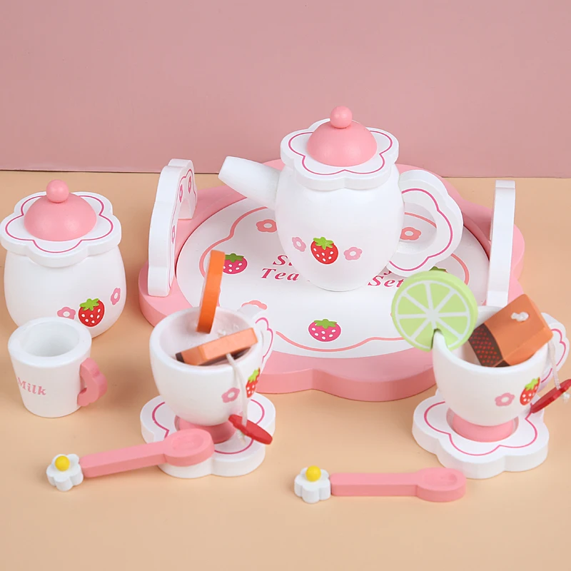 Houten Afternoontea Set Speelgoed Alsof Speel Eten Leren Rollenspel Vroeg Educatief Speelgoed Voor Peuters Meisjes Jongens Kids Cadeaus
